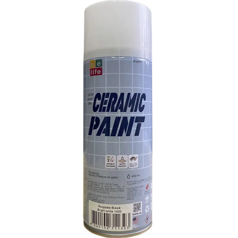 Фарба-емаль для кераміки та емалевих покриттів BeLife Ceramic Paint 400 мл Білий