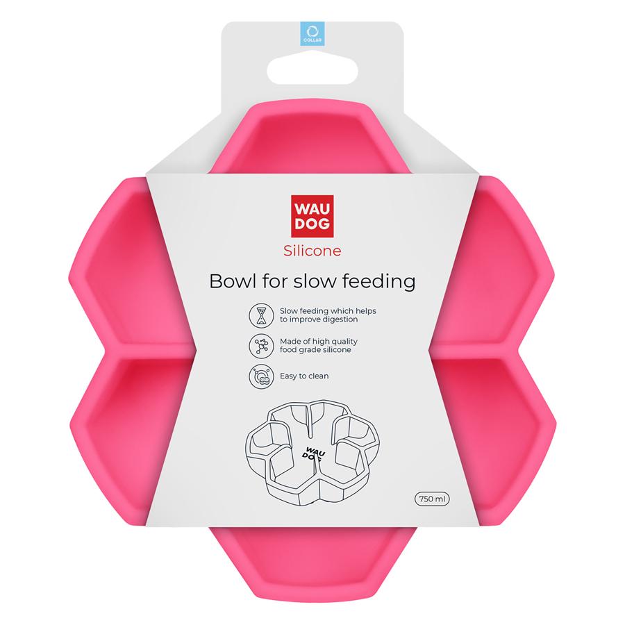 Миска силиконовая Waudog для медленного кормления кошек собак 750 мл Pink (23547) - фото 5