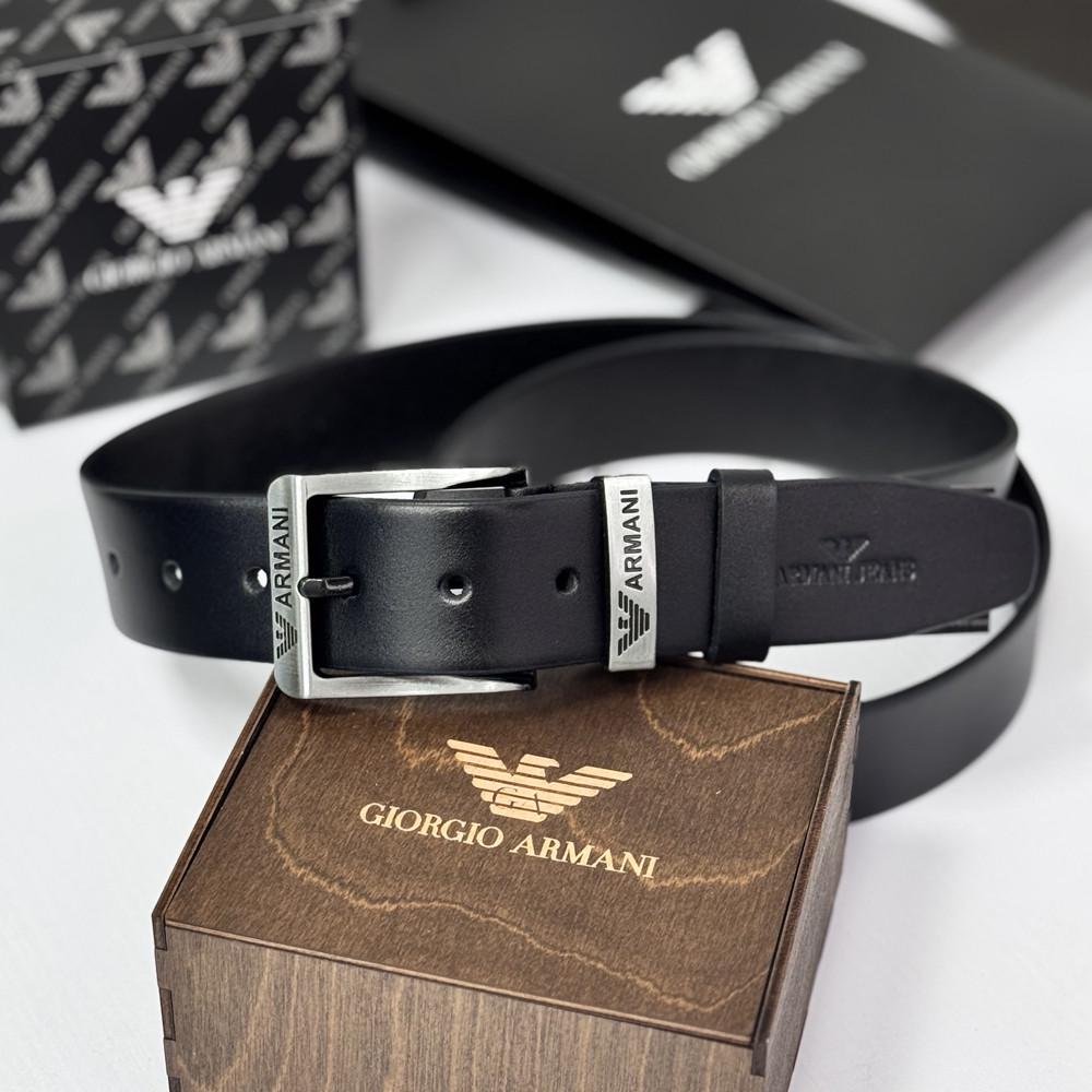 Ремень мужской брендовый из натуральной кожи Черный (328 PTR)