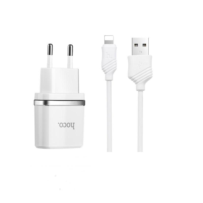 Зарядний пристрій Hoco Lightning C12 2 USB 2,4 А White (533170)