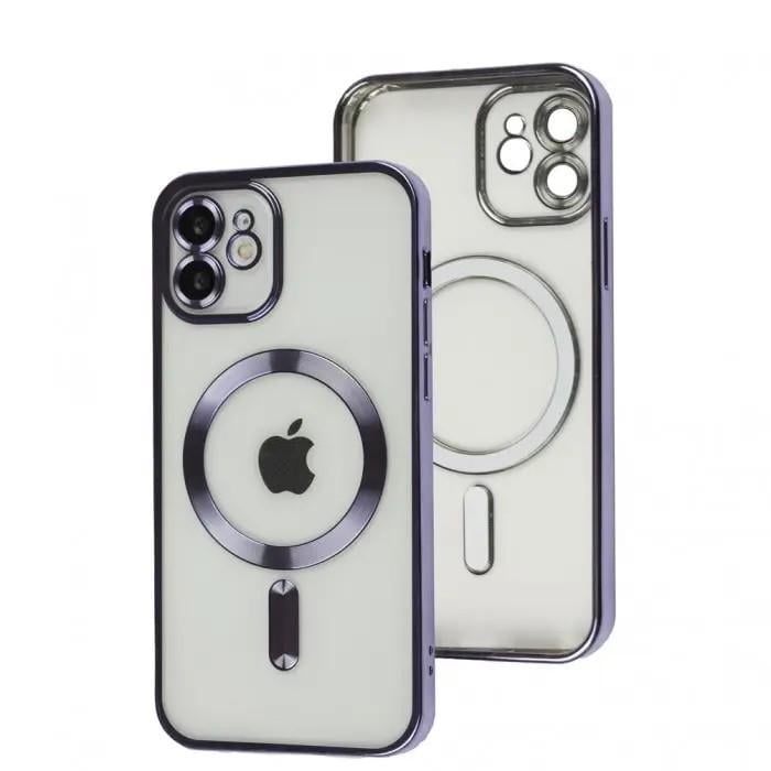 TPU хромовый чехол Fibra Chrome with MagSafe + защита камеры для Apple iPhone 11 (6.1") Purple