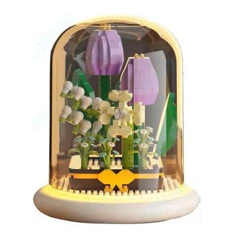 Конструктор-ночник Loz тюльпаны в колбе с подсветкой 620 деталей (372)