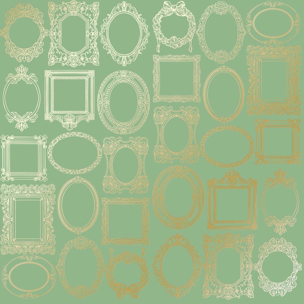 Лист бумаги односторонний Golden Frames с фольгированием 30,5х30,5 см Avocado