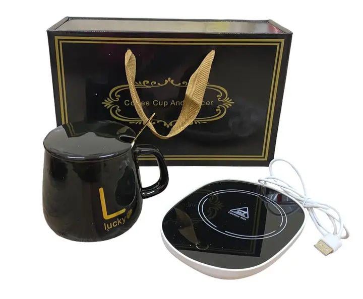 Чашка керамическая Stenson YG01317 L на подставке/с подогревом/от сети до +55°С 400 мл Белый (30547422) - фото 9