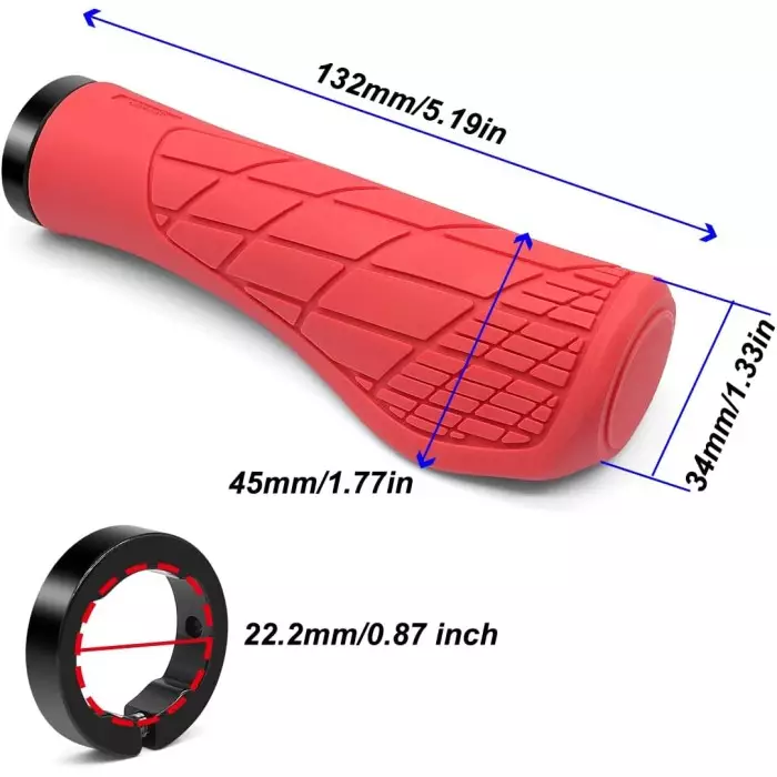 Грипси велосипедні MTB Ergonomic з замками Червоний (24668716) - фото 2 Грипси велосипедні MTB Ergonomic з замками Червоний (24668716) - фото 2