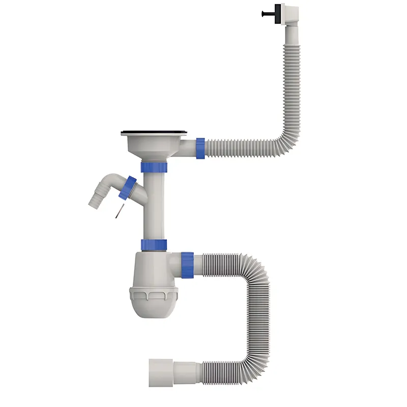 Сифон для кухні MIXXUS SK-05-BL з пластиковою сіткою відведенням для пральної машини гнучким прямокутним переливом 3 1/2" 40 мм (OL-MI8192)