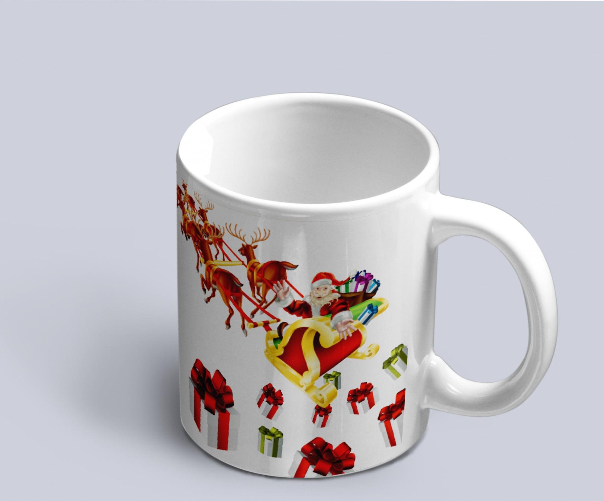 Чашка с новогодним принтом Санты раздающего подарки Белый (02010115066)