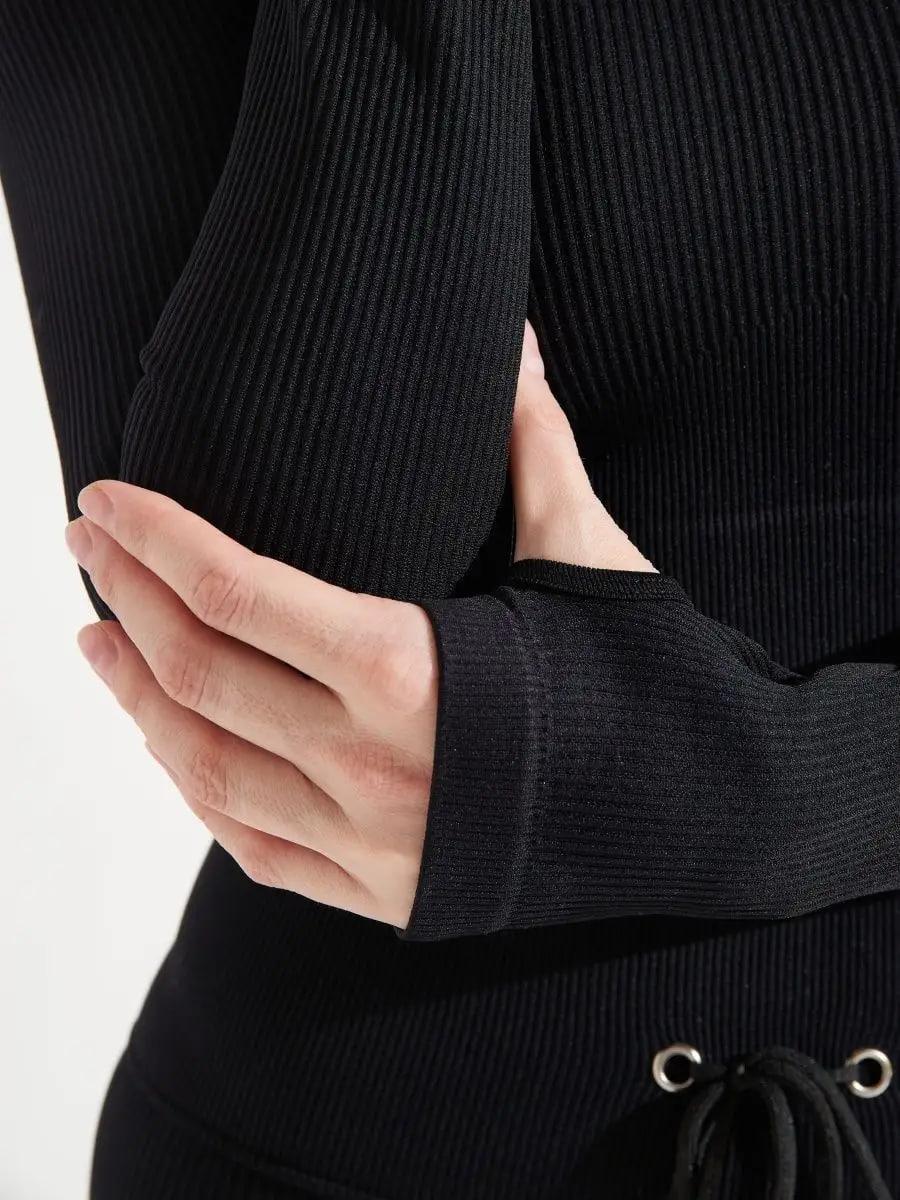 Рашгард у рубчик M Чорний (KR01M) - фото 3 Рашгард у рубчик M Чорний (KR01M) - фото 3