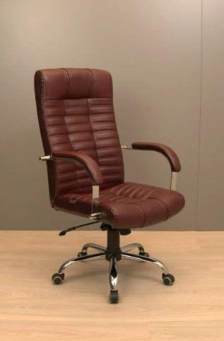 Кресло офисное Richman Атлант Хром П1 M-2 Anyfix кожа люкс комбо Вишня (1637273)