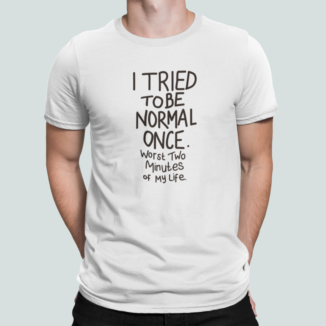 Футболка мужская Stedman с принтом "I tried to be normal" S Белый (ПН424-7)