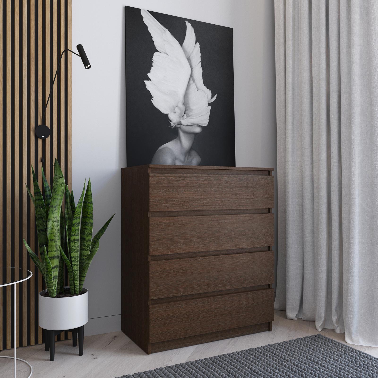 Комод VAYS R-4 4 выдвижных ящика с фасадами без ручек Венге темный