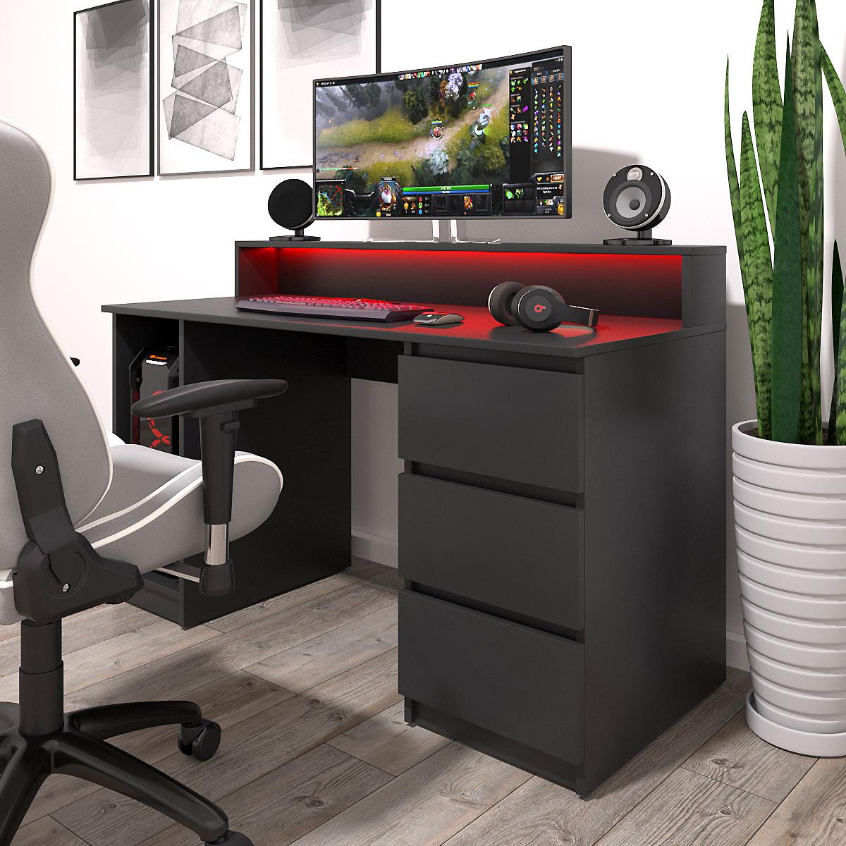 Компьютерный стол Mebellini Геймер 1600x600x750/900 мм Черный (арт.SKEP1000-218)