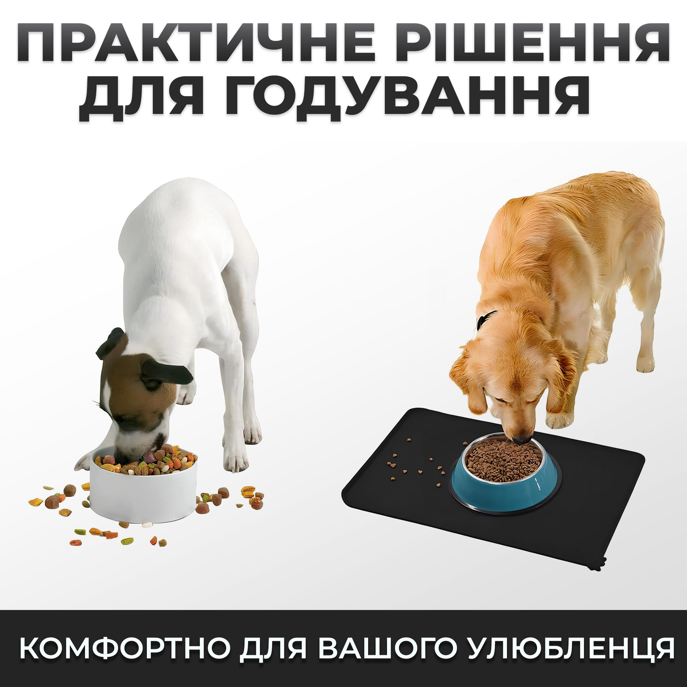 Килимок-підставка водонепроникний під миску Kayfovo DK-BL1 нескользящий силіконовий з приподнятими краями Чорний (29168) - фото 4