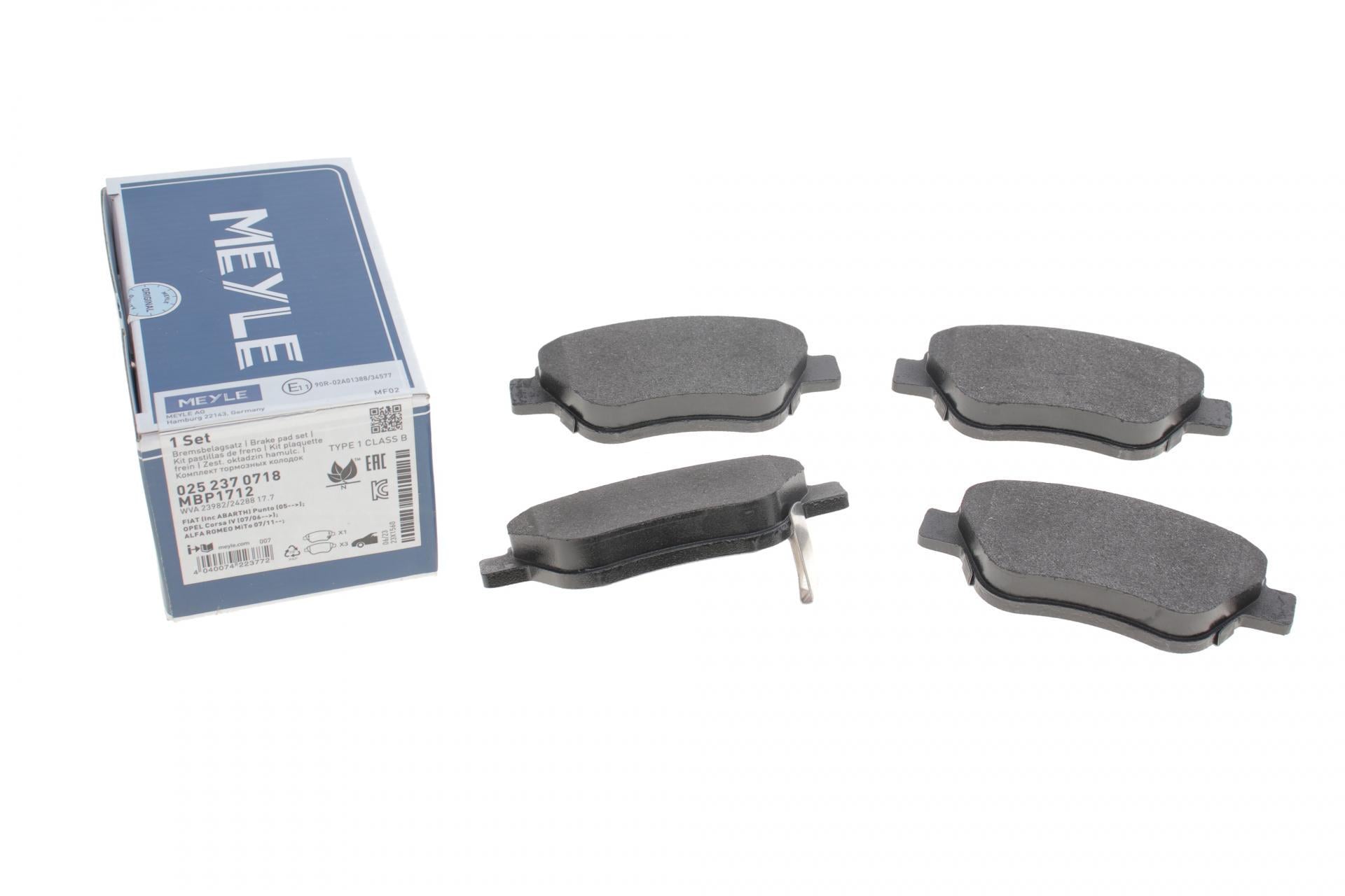 Гальмівні колодки передні Meyle для Fiat Doblo 01- Bosch без датчика 122,9x53,3x18 мм (025 237 0718)