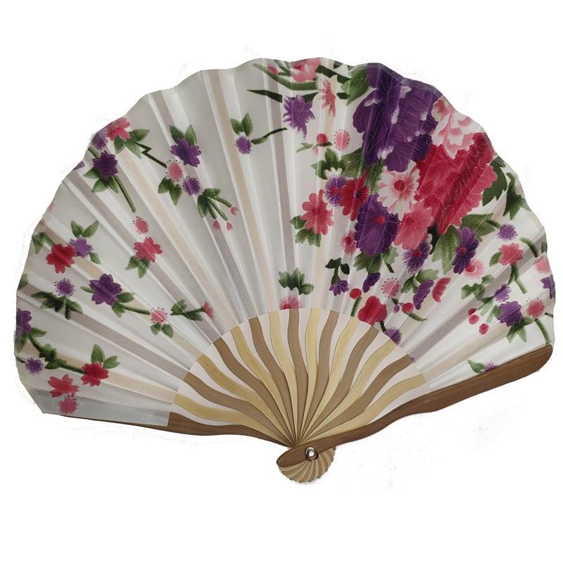 Веер складной с цветочным рисунком Голубой (C2486)