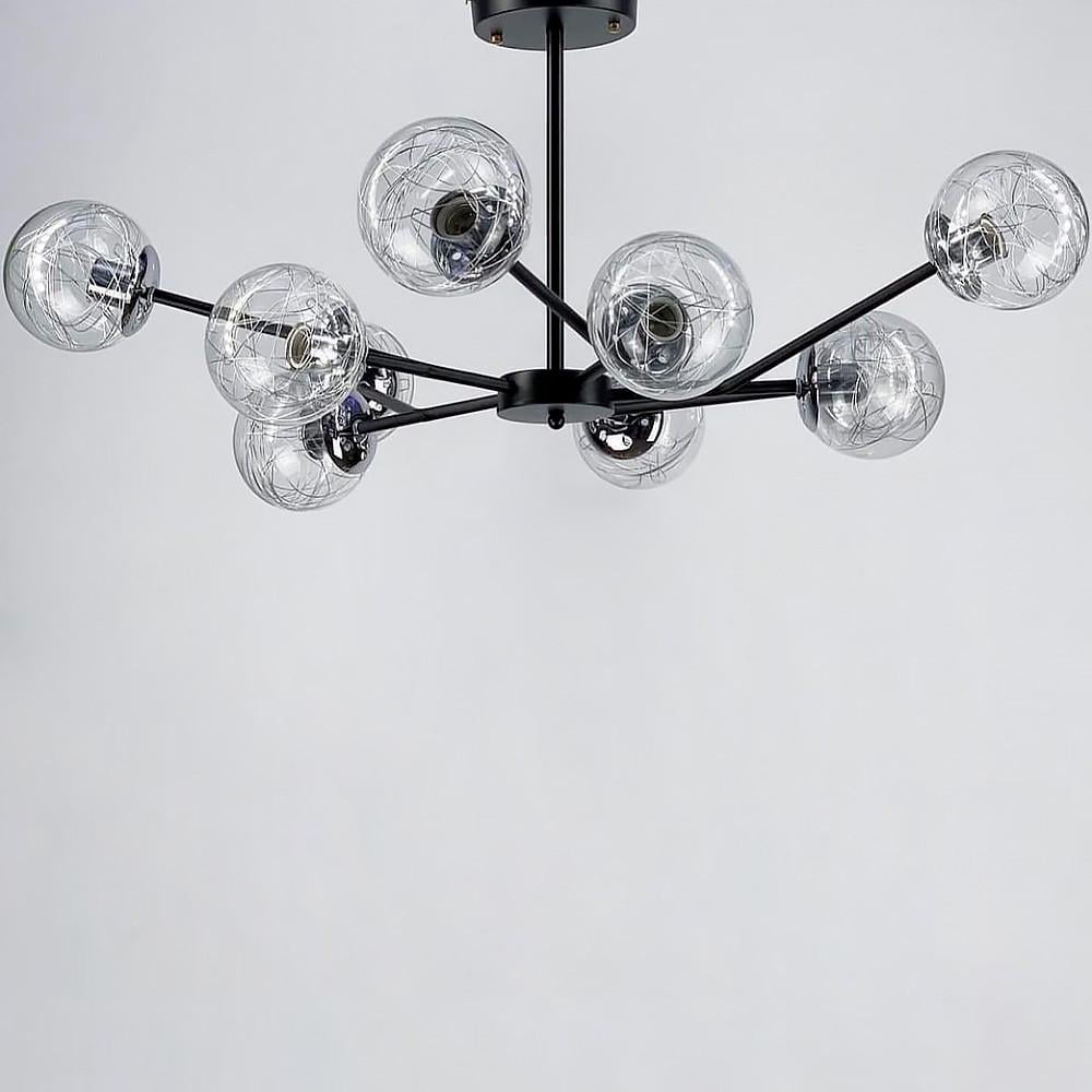 Люстра потолочная на 10 плафонов с хромовой нитью (8122/10 BK)