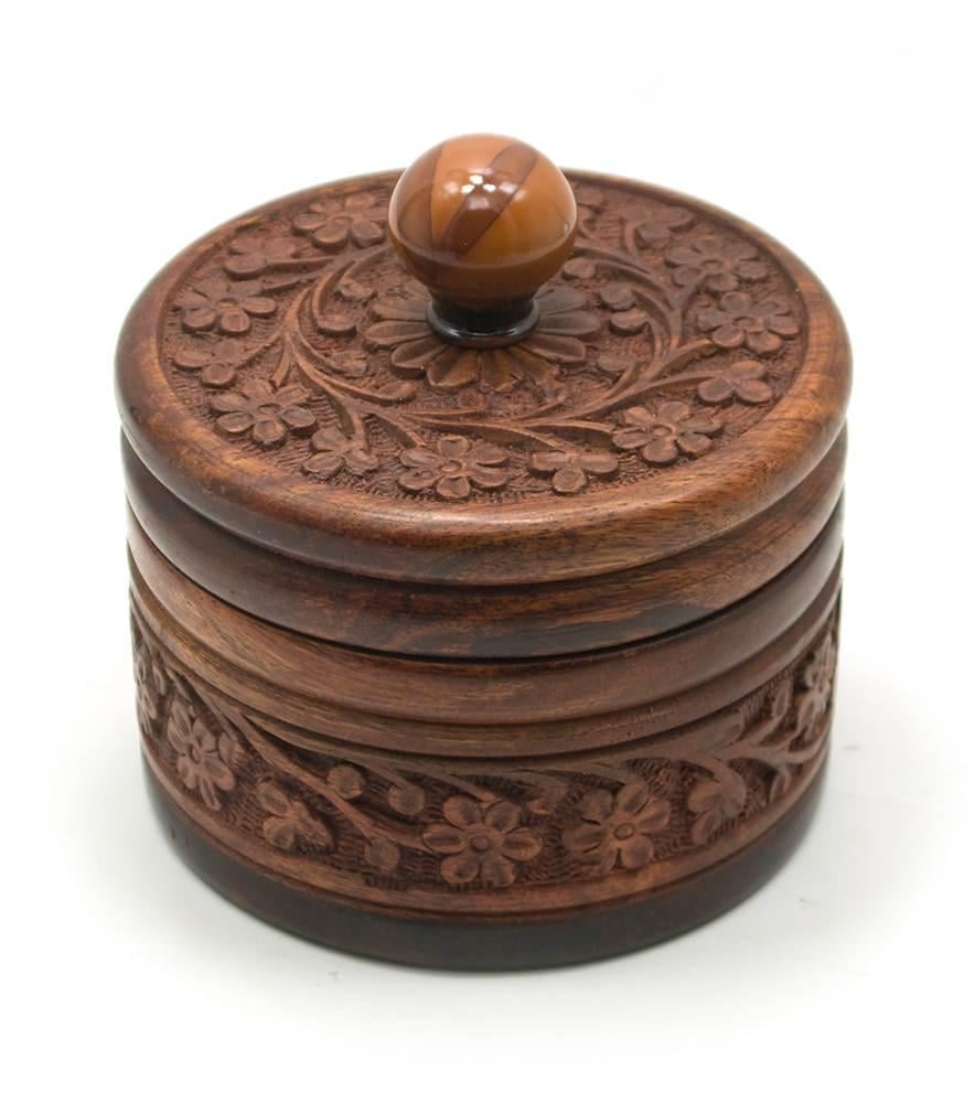 Шкатулка кругла рожеве дерево d-10/h-8,5 см