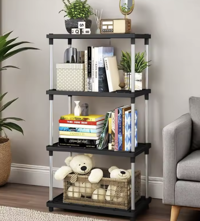 Стелаж універсальний 4 полиці метал/пластик Чорний (29868383)