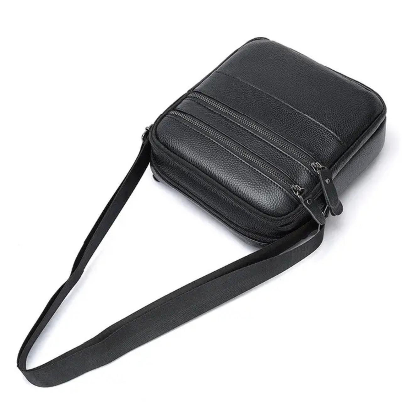 Чоловіча сумка Lorian через плече на два відділення з натуральної шкіри Чорний (LR 256076-black) - фото 7