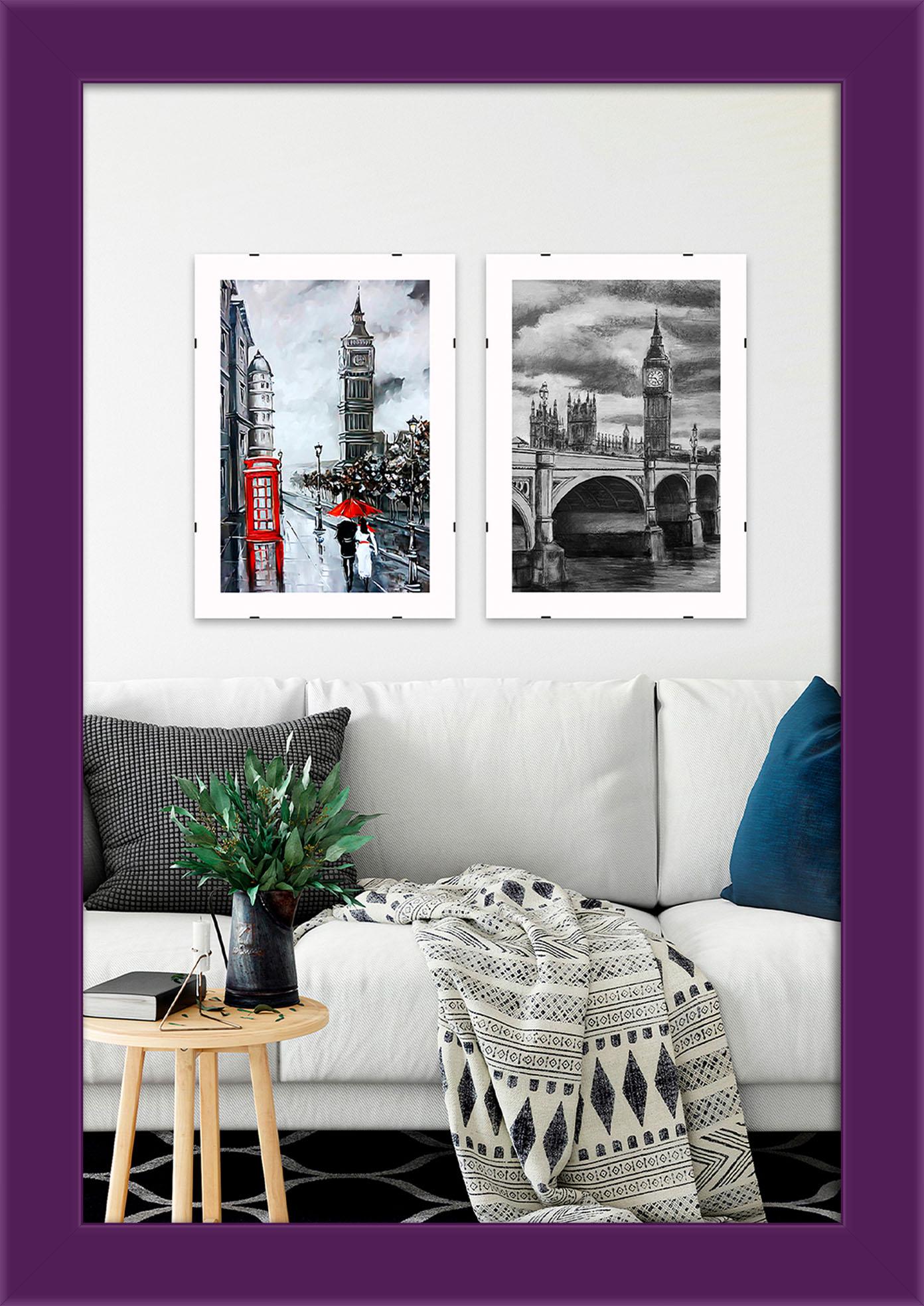 Фоторамка деревянная EmojiFrame 20х30 см AH2220-14 антибликовое стекло 2 мм с ножкой Фиолетовый