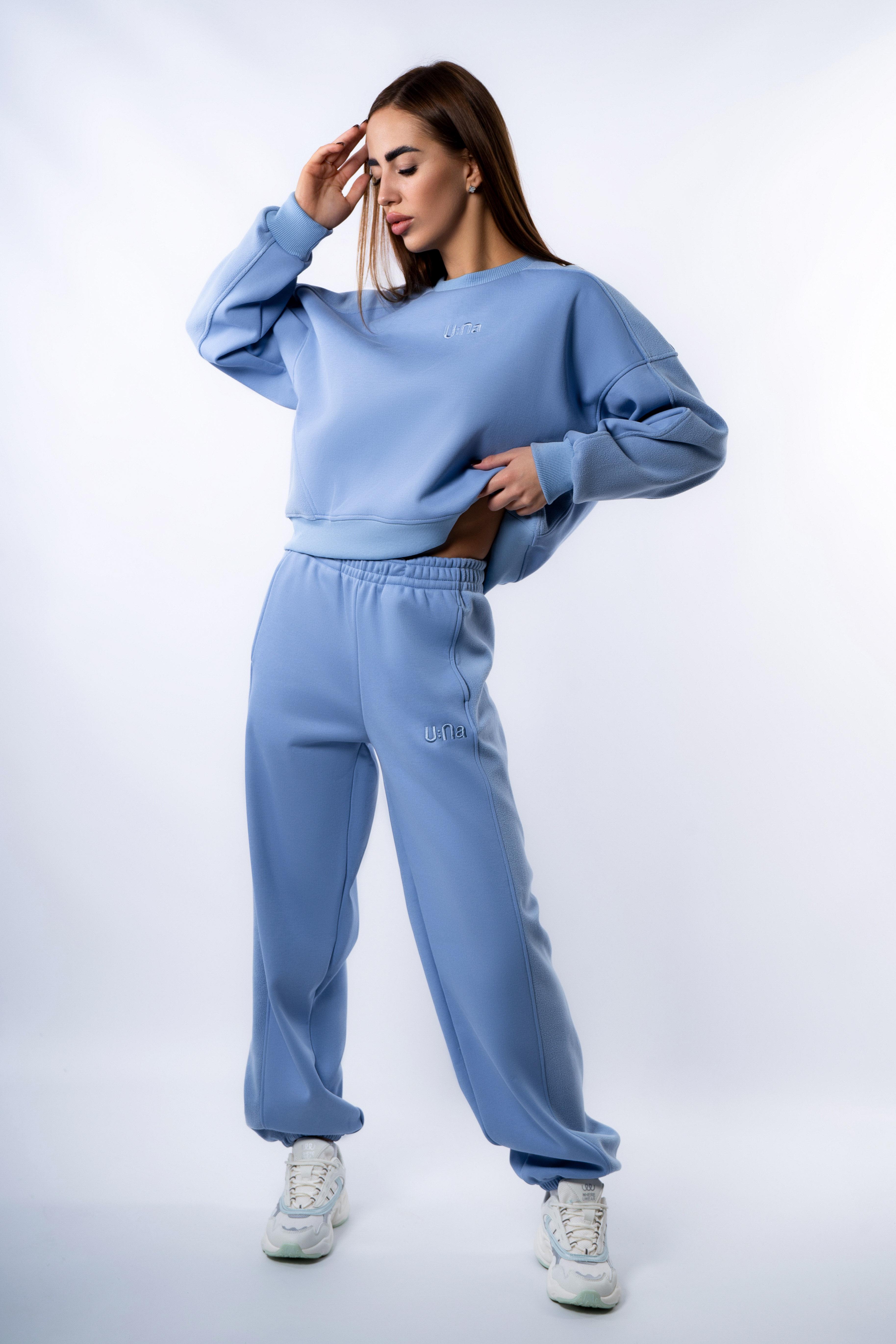 Cпортивные брюки женские U:na теплые на флисе 103937 S Голубой