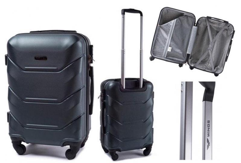 Чемодан пластиковый WIngs 147 ручная кладь Темно-зеленый - фото 2 Чемодан пластиковый WIngs 147 ручная кладь Темно-зеленый - фото 2