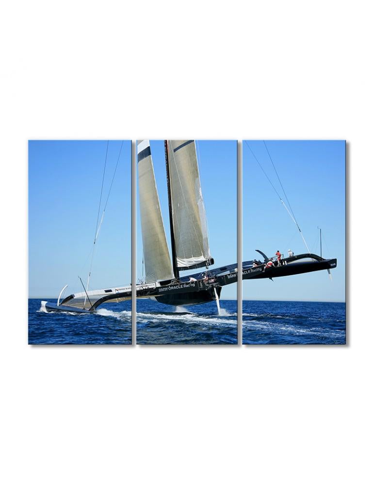 Картина модульная Парусные яхты и суда на подводных крыльях 3 модуля 120x180 см