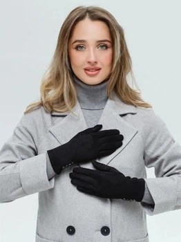 Перчатки женские зимние трикотажные сенсорные флисовые Черный (2-32)