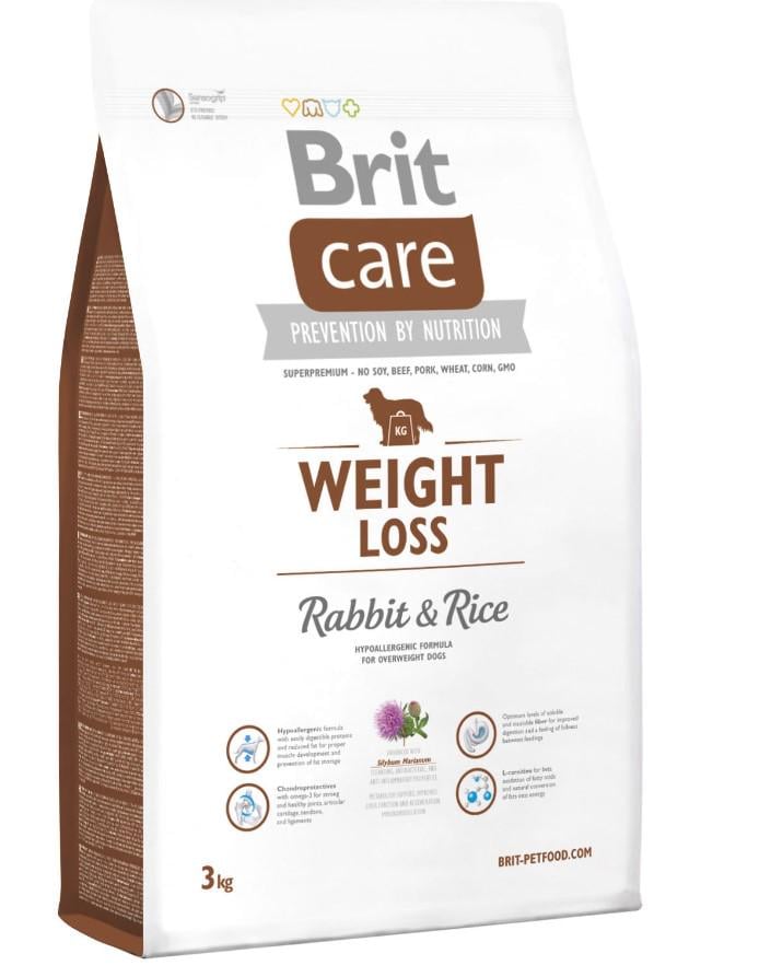 Корм для собак сухой Brit Care Weight Loss Rabbit and Rice для взрослых собак 3 кг