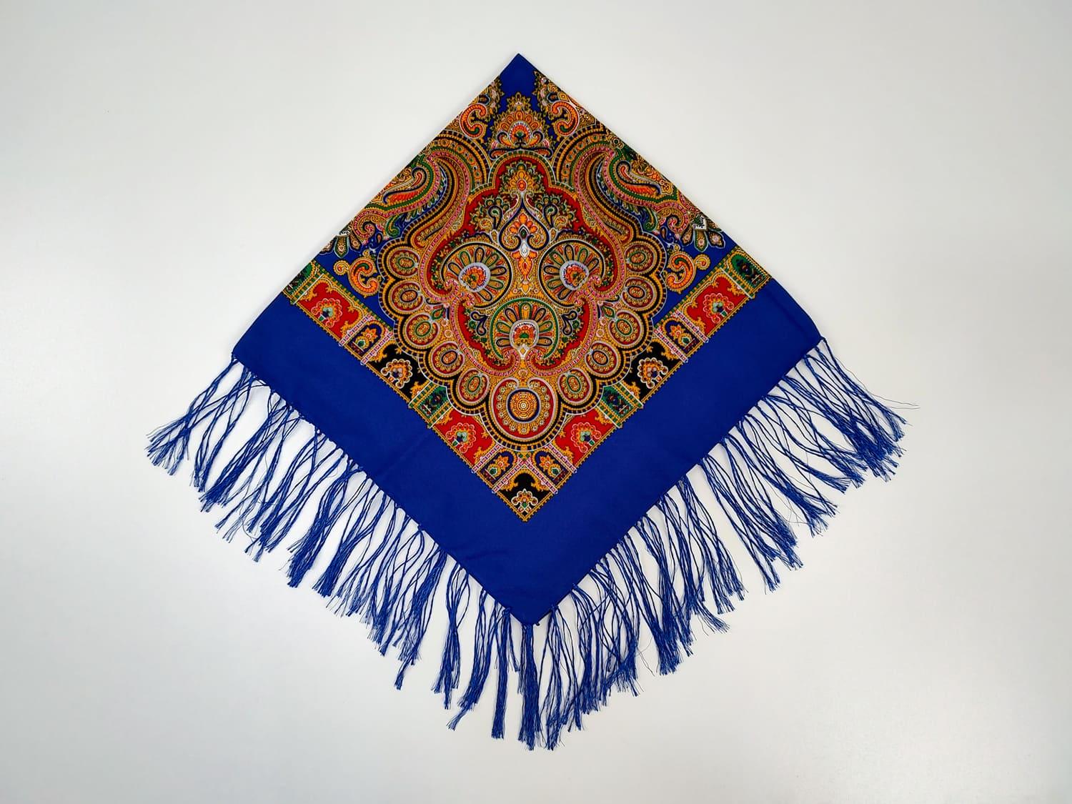 Платок традиционный украинский с тороками 80x80 см Синий (30156585)