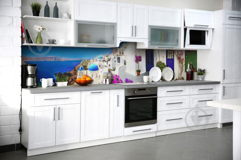 Скинали на кухню Zatarga «Завораживающая Греция» 600х3000 мм виниловая 3Д наклейка кухонный фартук Z180376/2