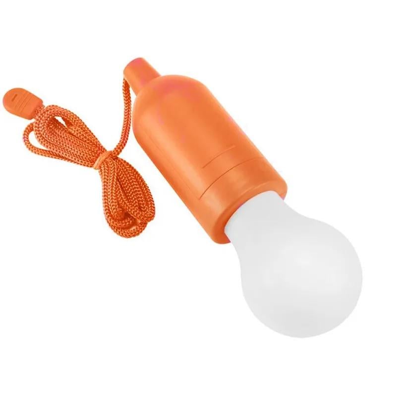 Фонарь-лампочка на шнурке ручной светодиодный кемпинговый на батарейках Оранжевый (24380597)