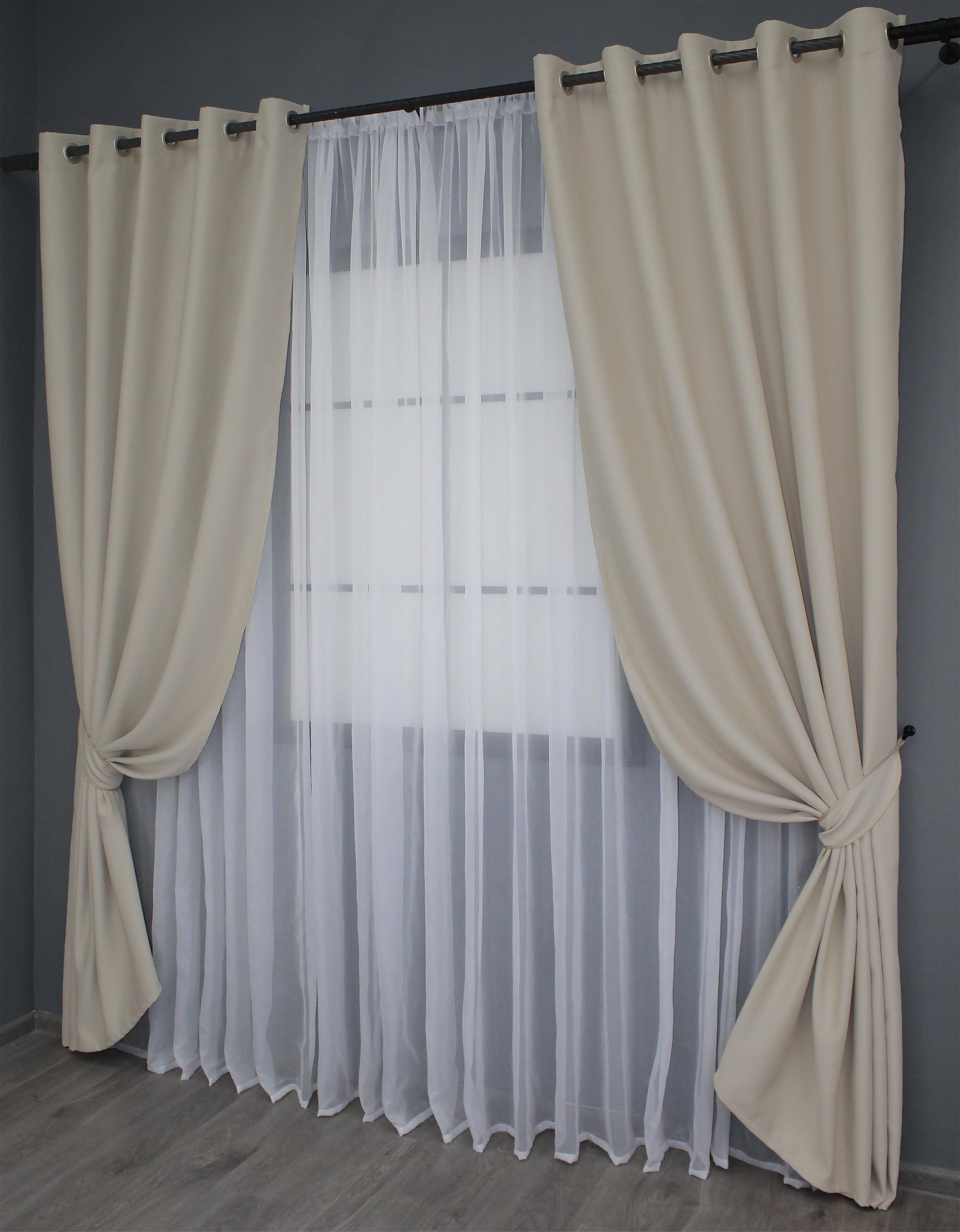 Комплект штор на люверсах VR-Textil Fusion Dimout № 1152ш 150х250 см 2 шт. Бежевий (37-0032) - фото 2 Комплект штор на люверсах VR-Textil Fusion Dimout № 1152ш 150х250 см 2 шт. Бежевий (37-0032) - фото 2