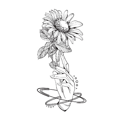 Тату тимчасове водостійке 3D велике Рука з квіткою HD-15 18,5х8 см (4506329)