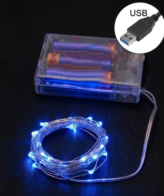 Гирлянда Роса на батарейках 30 LED 3 м Синий (FFJ00144)