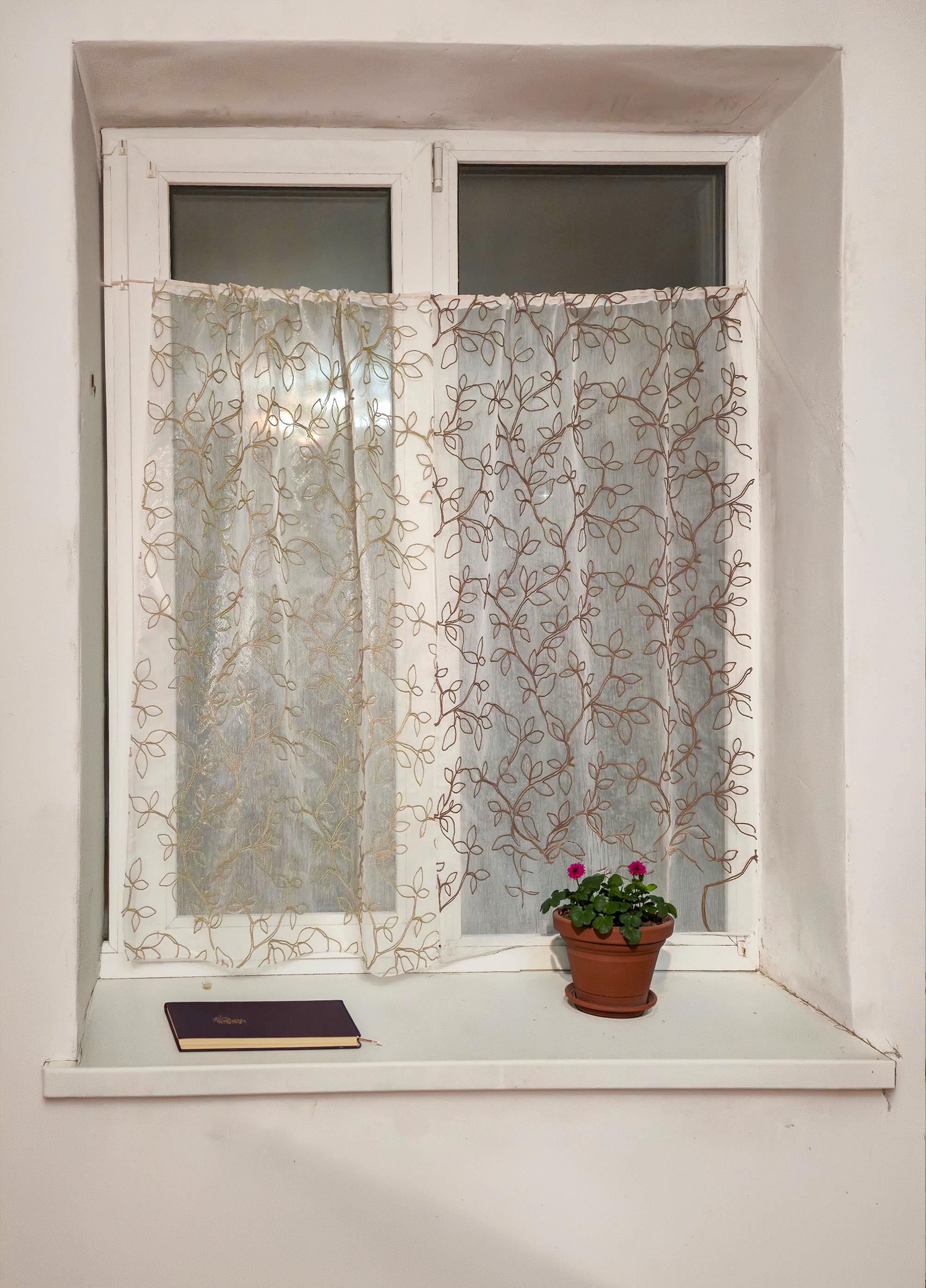 Комплект занавесок на створку окна Firanka Plants 2 шт. 140x112 см Коричневый/Зеленый (11_8ф)