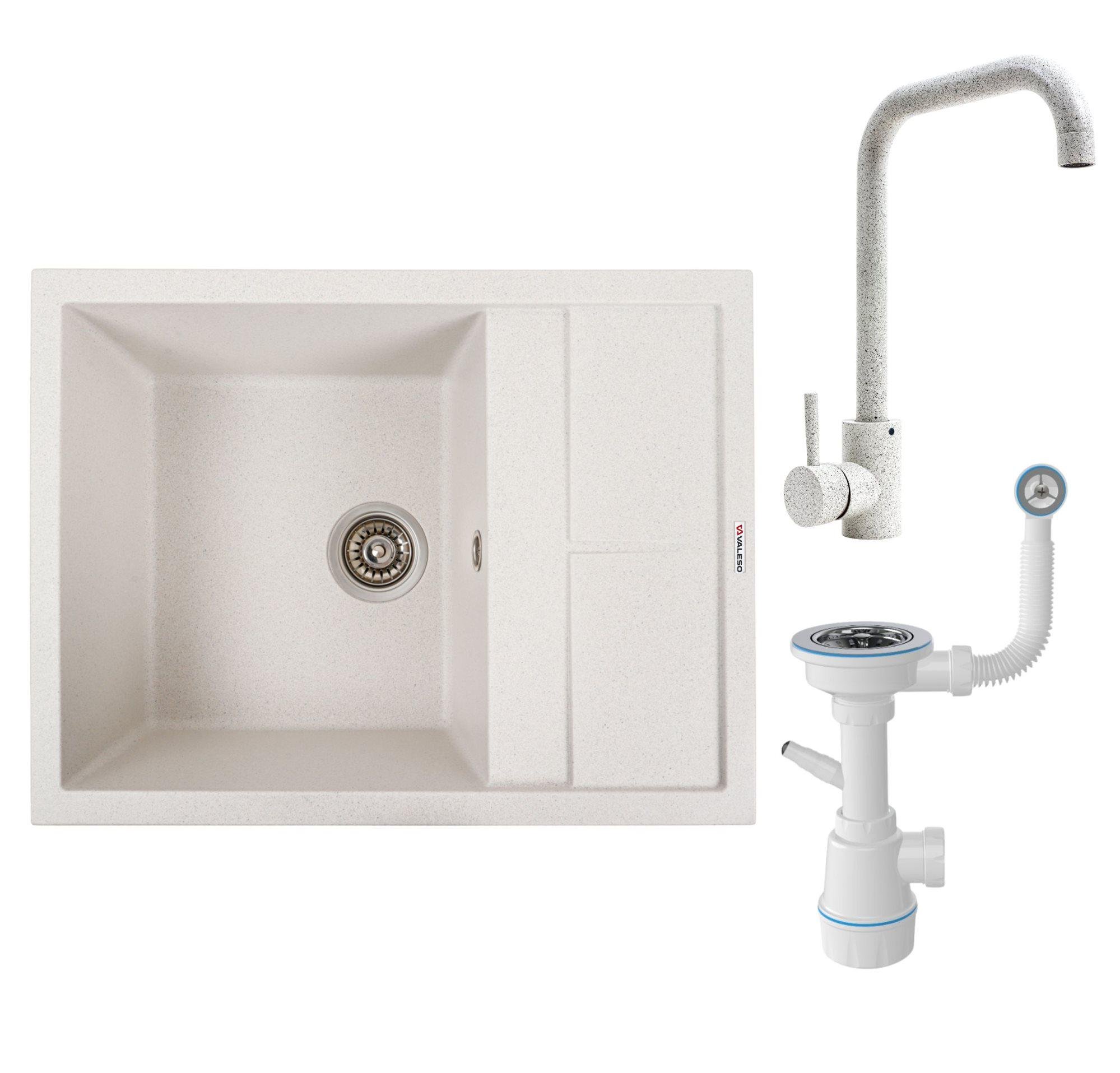 Комплект Мийка LOTOS 6550 в крапку та змішувач NS02A в крапку та Сифон Білий (1041)