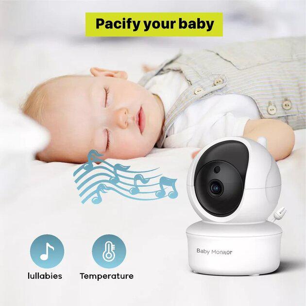 Відеоняня Baby Monitor SM-650 з 5-дюймовим ЖК-монітором датчиком звуку/нічне бачення/ бездротова/ поворотна радіоняня з портативним дисплеєм та вимірюванням температури - фото 5