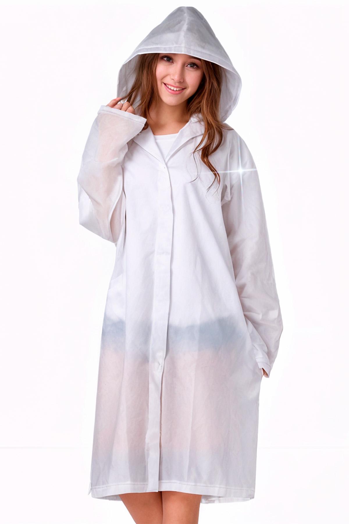 Дождевик водонепроницаемый унисекс EVA с капюшоном one size White (28678913)