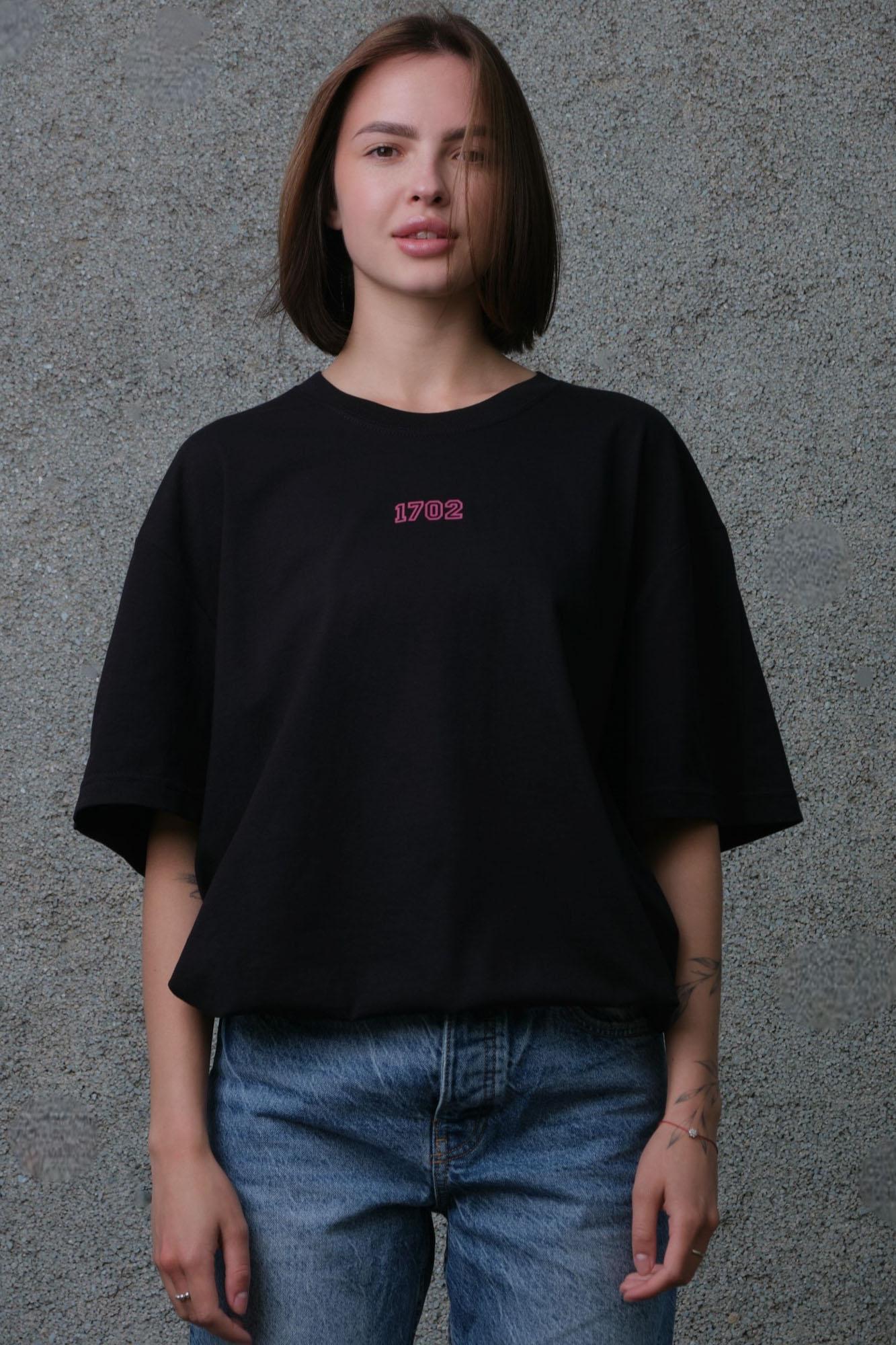 Футболка женская оверсайз Without Pink 1702 2XL/3XL Black (2XL8049323)