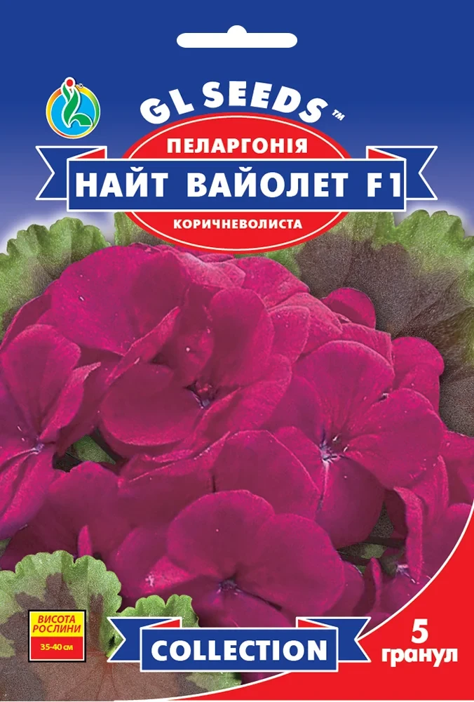 Семена цветов GL Seeds Пеларгония Найт Вайолет F1 коричневолистная 5 шт. (GL-1165)