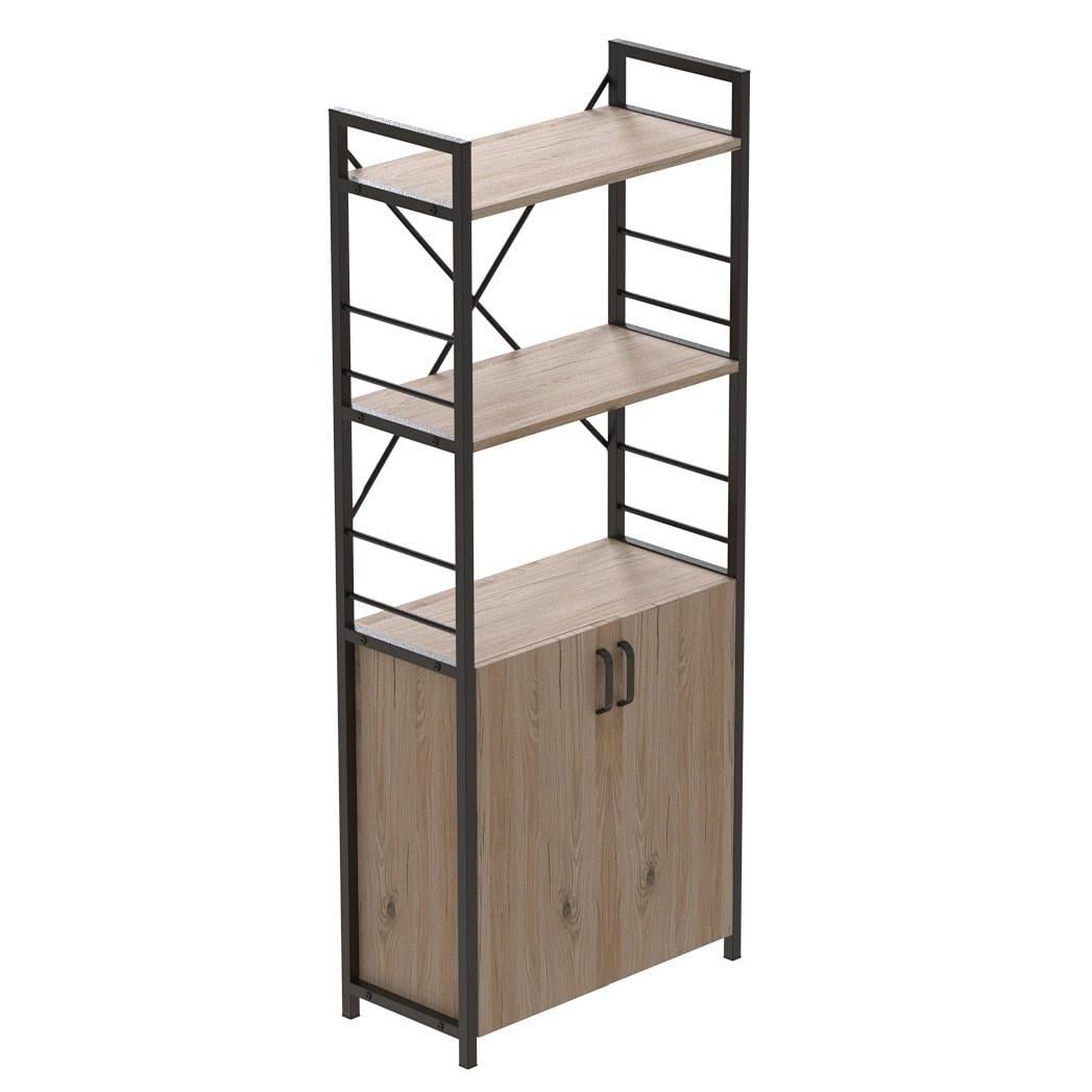 Этажерка Ferrum-decor 3/60 Коннект с тумбой 144x60x28 мм Черный/Сан-Марино (FRD-104443)