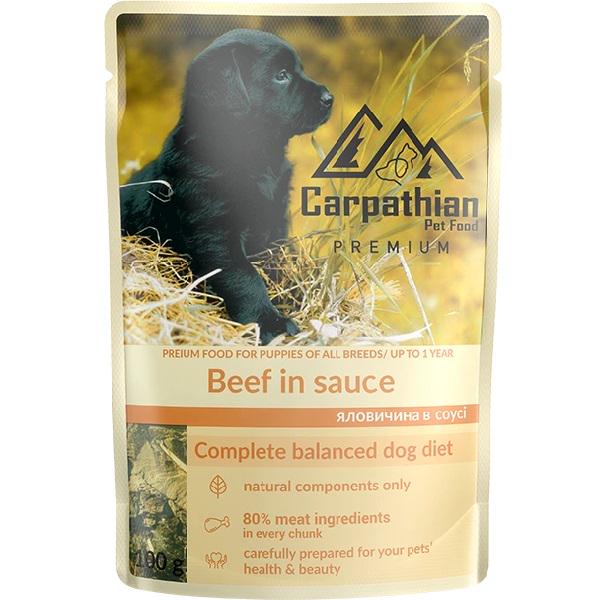 Корм для цуценят вологий Carpathian Pet Food Junior Яловичина у соусі пауч 100 г 24 шт. (000019755)