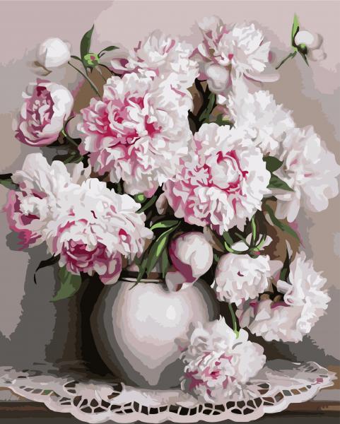 Набор для росписи по номерам Strateg Букет пионов 40х50 см (VA-0595-mt)