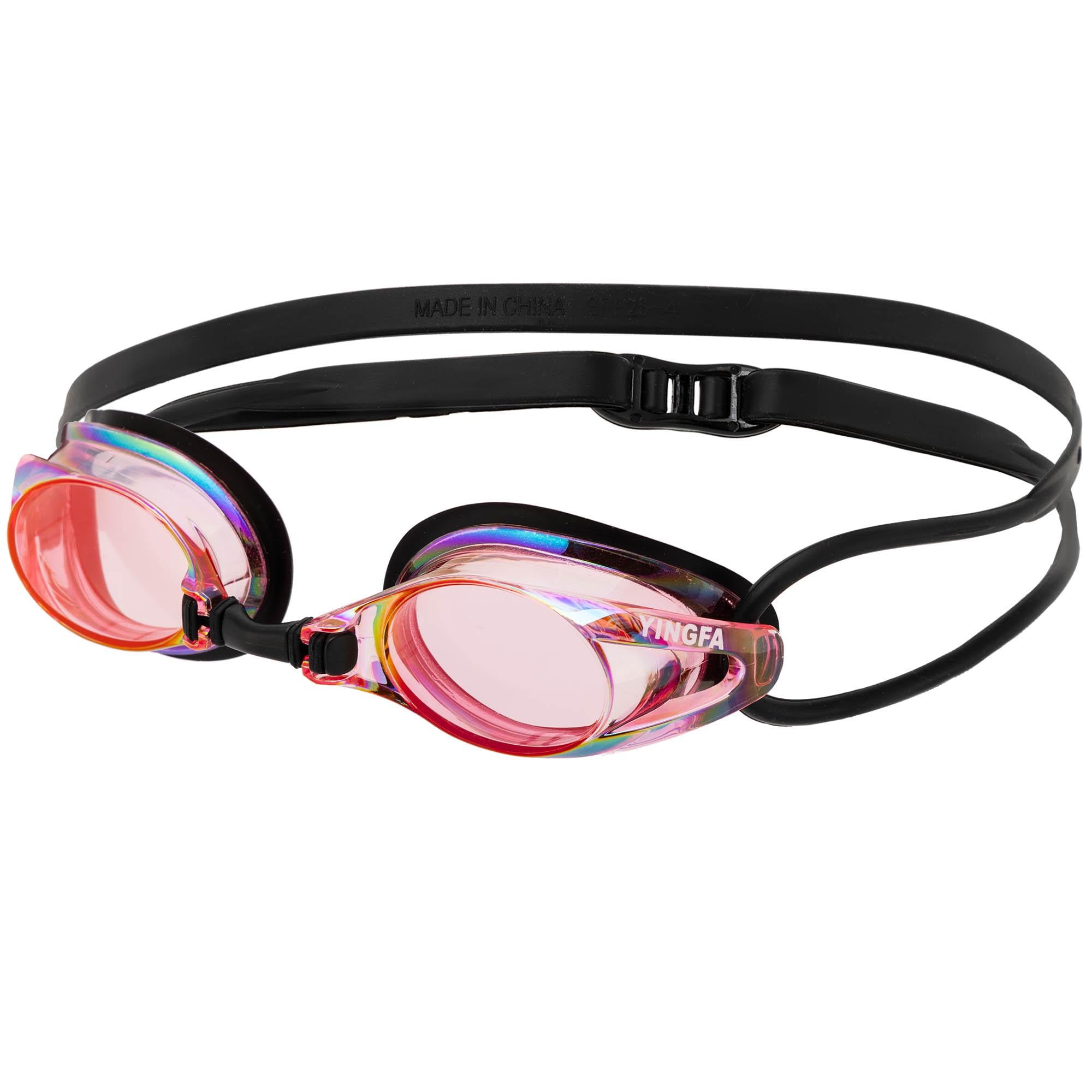 Очки для плавания стартовые YINGFA Y185AF-V радужные линзы Красно-черный (Y185AF-V_Красный-черный)