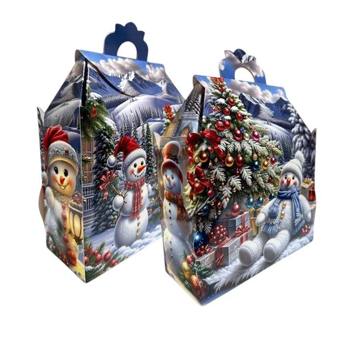 Набор картонных коробок Новогодние Снеговики самосборные для подарка 29х9,5х23 см 2 шт. (BT-1278)