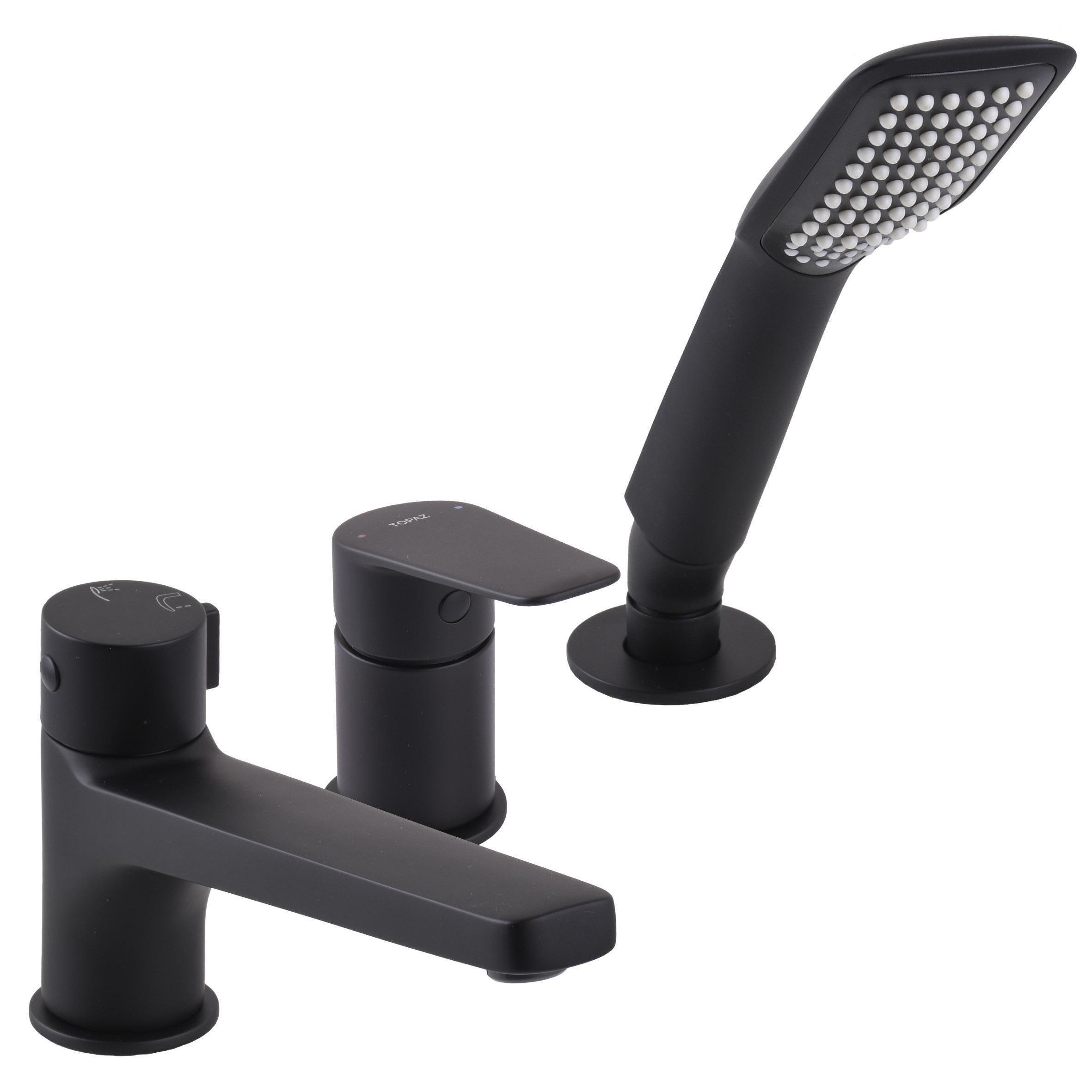 Смеситель на борт ванны TOPAZ CAPRI TBS с лейкой Black (27412)