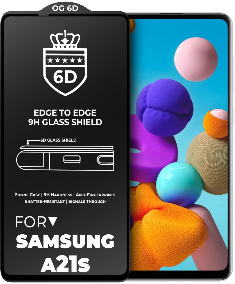 Защитное стекло 6D OG Crown для Samsung Galaxy A21s A217 Black (19029)