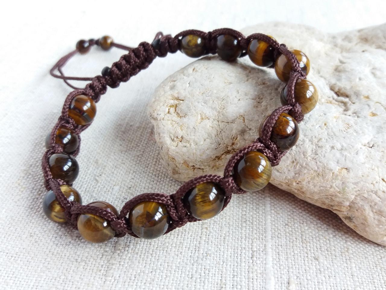 Браслет Шамбала из Тигрового глаза d 8 мм (1890268879)