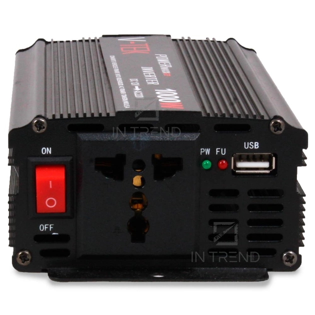 Перетворювач напруги автомобільний V-TEK PowerMaxx-SSK 1000 W 12-220 В USB з охолодженням Чорний (14-36-SSK1000W) - фото 2